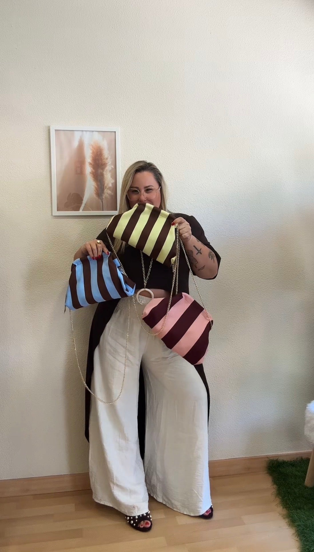 Bolso París de Rayas con Cadena