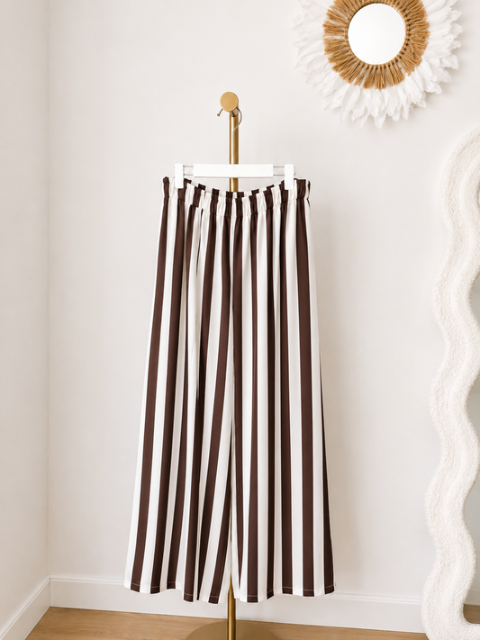 Pantalón Palazzo Rayas Chocolate - Talla grande