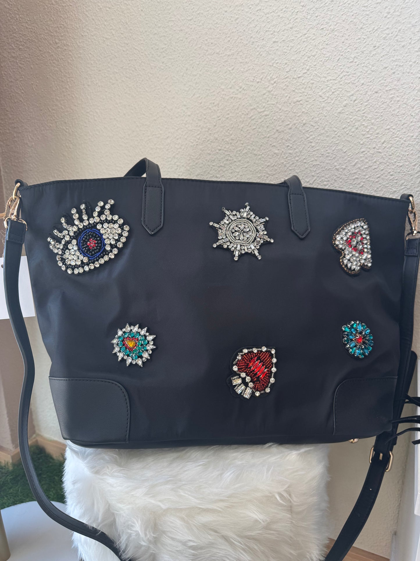 Bolso shopper XL con apliques
