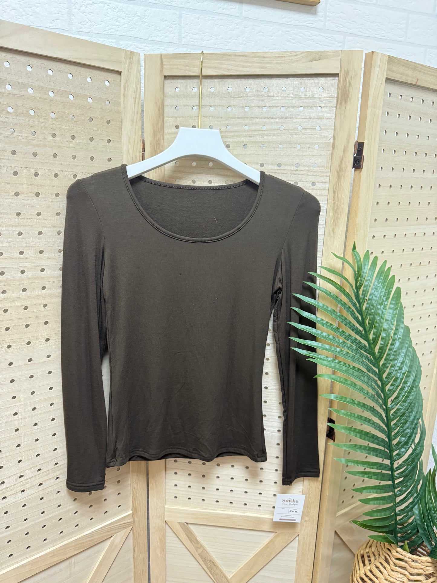 Camiseta térmica de manga larga cuello redondo