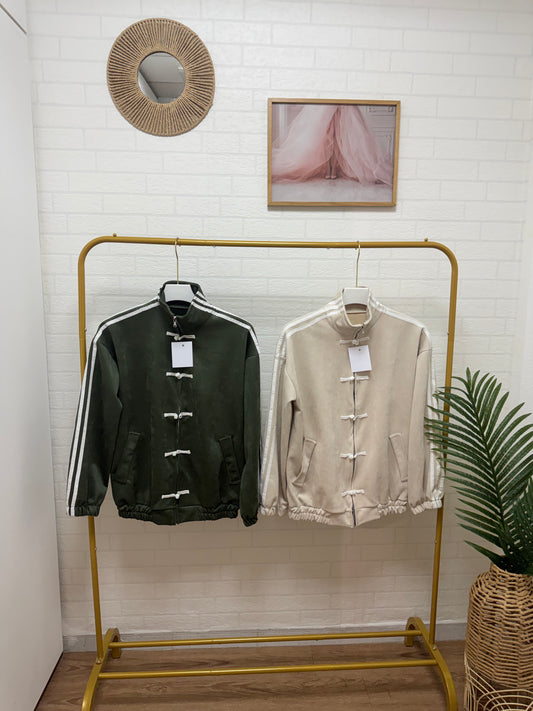 Chaqueta sporty estilo oriental con cierre de nudos