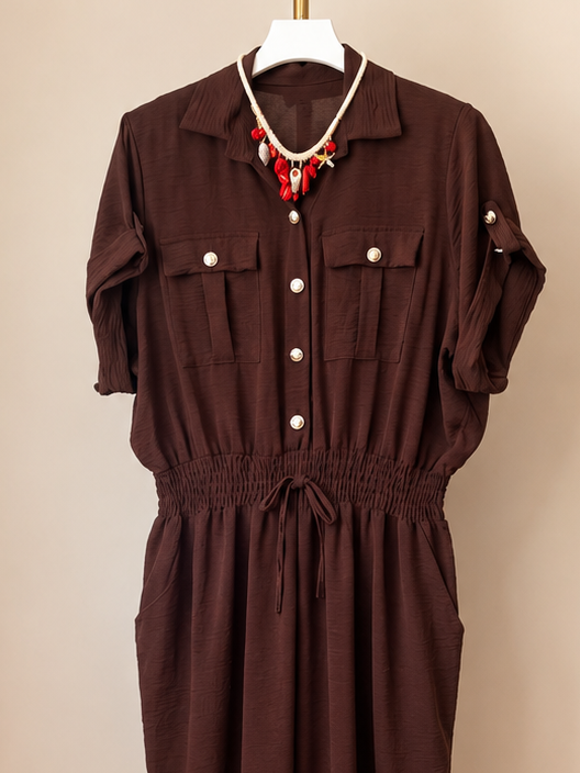 Mono camisero con botones dorados | Moda talla grande