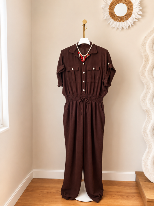 Mono camisero con botones dorados | Moda talla grande