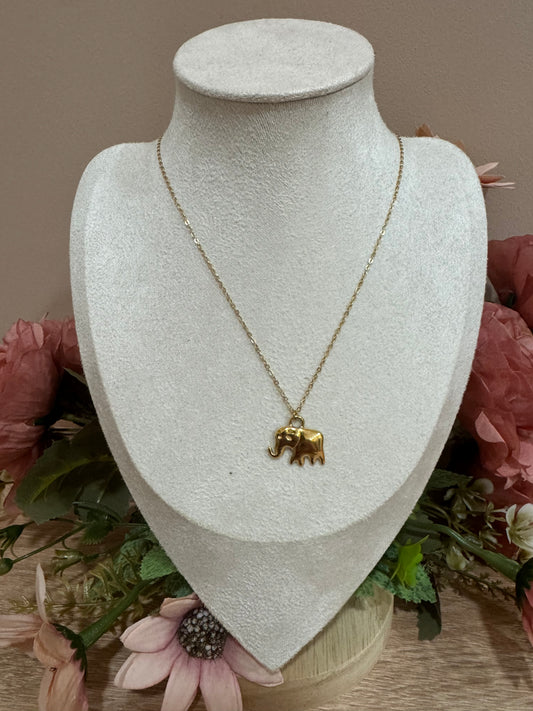 Colgante “Elefante Dorado” – Acero inoxidable