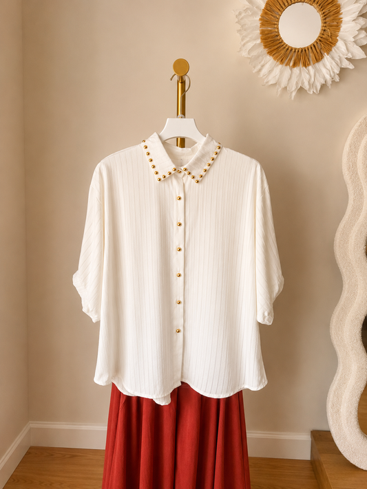 Blusa Gold Cuello Camisero - Talla grande