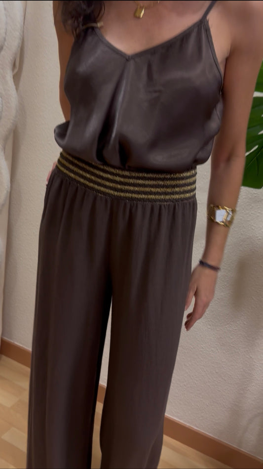 Pantalón fluido cintura étnica
