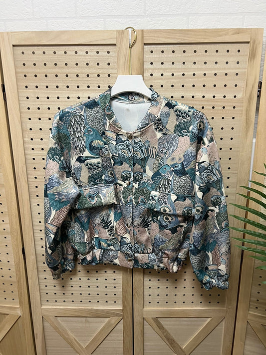 Chaqueta Estampado Aves Mujer – Chaqueta Ligera Estampada Look Original
