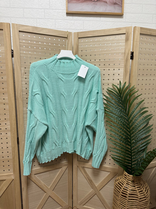 Jersey de punto trenzado con cuello Perkins