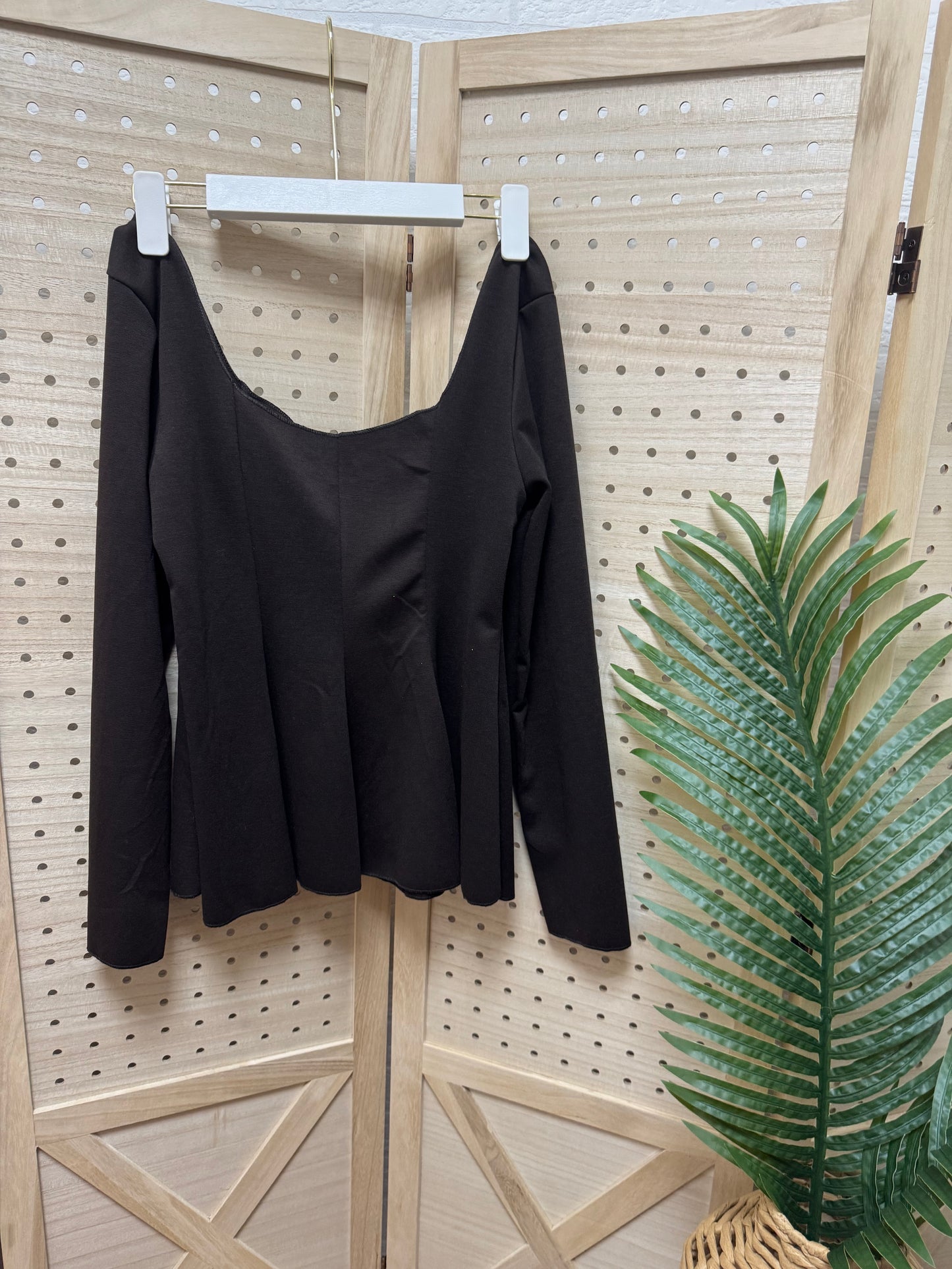 Top peplum marrón chocolate