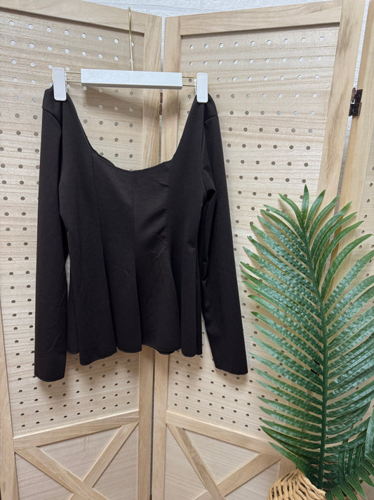 Top peplum marrón chocolate