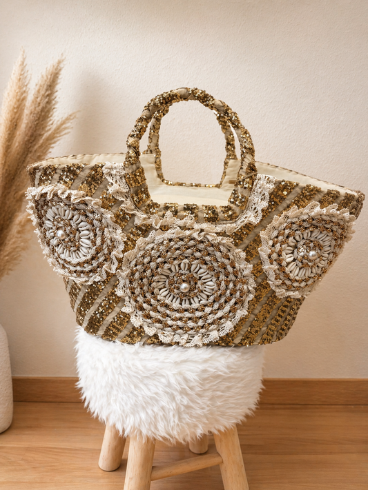 Bolso Amalfi Premium – Capazo Grande Bordado con Cremallera