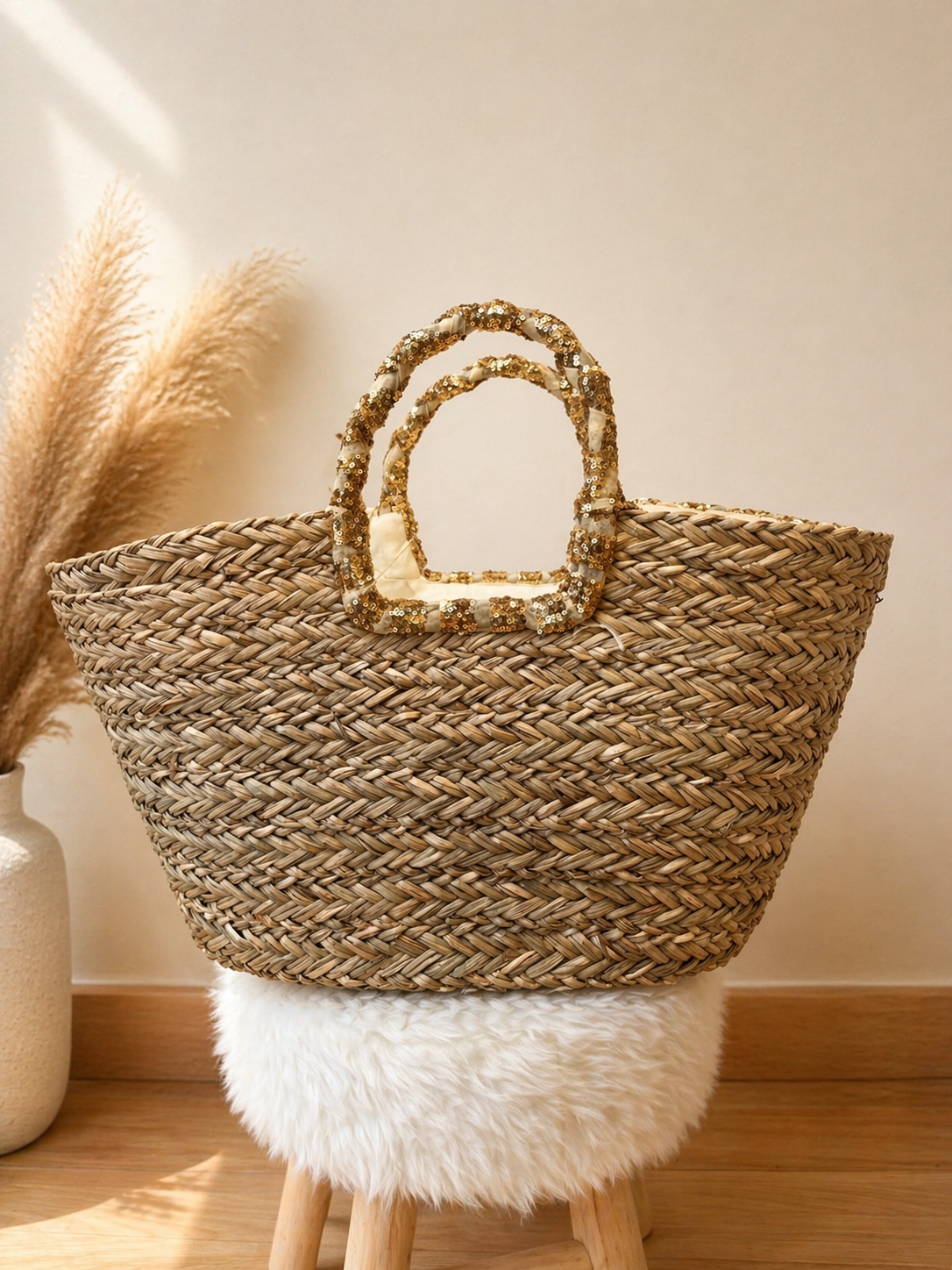 Bolso Amalfi Premium – Capazo Grande Bordado con Cremallera