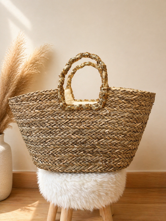 Bolso Amalfi Premium – Capazo Grande Bordado con Cremallera