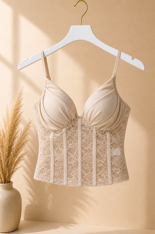 Top corset encaje con copa estructurada efecto push up